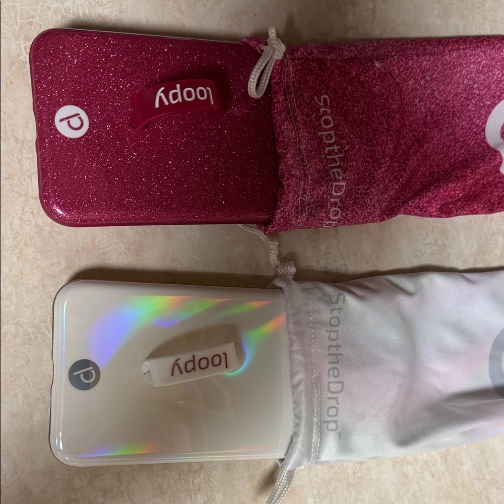 Loopy Case Sparkling Pink and Iridescent White Covers. iPhone 11 Pro Max